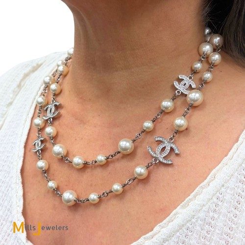 Collana chanel vetro perla - chanel,