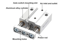  1pz Mini con pinze in ardesia cilindro pistone pneumatico tre assi MGJ 10-12 