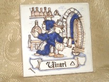 PANNELLO QUADRO PIASTRELLA  MESTIERI  SU CERAMICA I VINARI  VINO CM 20X20 