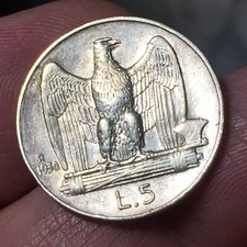 Regno d'Italia Vittorio Emanuele III  5 Lire Aquilino 1930 ARGENTO GRAMMI 5