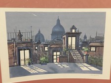 Fausto Battelli “notturno sui tetti a via Margutta”Serigrafia NG