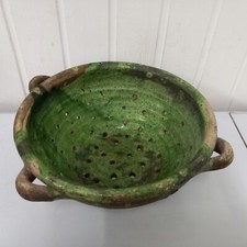 Antico Scolapasta In Terracotta Ceramica Smaltata Artigianale