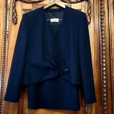 Tailleur Blu Scuro Pura Lana Vergine Federica Italy, 46 Mai Usato. 