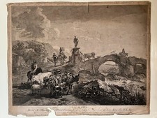 LE BAS - BERGHEM -INCISIONE ORIGINALE SEC. XVIII - LE MATIN