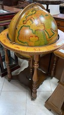 Globo Bar Vintage in Legno – Mappamondo con Vano Porta Bottiglie e Bicchieri