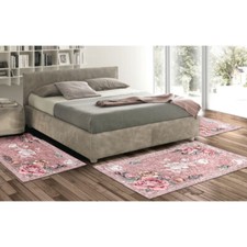 Tris Tappeto camera scendiletto stile classico shabby ALISIA rose Rosa Made In I
