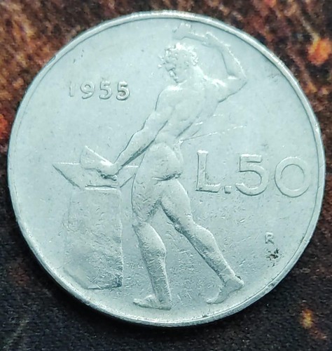 Moneta lire anno 1955 - da, 50
