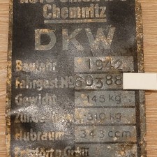 Targa dkw 350 anno 1942 - nz,