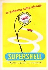 PUBBL.1953 SUPERSHELL SHELL BENZINA AUTO POTENZA VELOCITA' SPIRALE GARAGE ARREDO