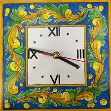 Artigianato siciliano Orologio da muro tipo ceramica di Caltagirone 