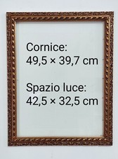 Cornice antica in legno oro dorata 40x50 con vetro vintage barocco per quadri
