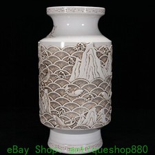 Vaso bottiglia fiori 12,2" dinastia Qing smalto bianco porcellana pesce carpa