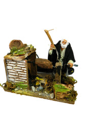 Pastore in Movimento Porchettaro Cm 9x14x10h - Porchetta Pastori Presepe