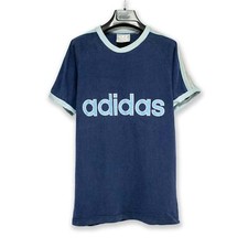 T shirt Adidas Vintage blu con logo grande ricamato anni 90 - Taglia M uomo