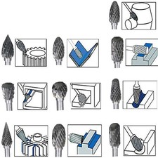 10 Frese rotanti in acciaio al carburo di tungsteno a doppio taglio