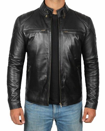 Giacca pelle uomo biker - in,