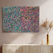 Diptyque Graffiti Abstrait Moderne Peinture Acrylique sur Toile Expressionnisme