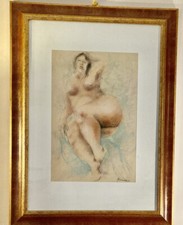 Quadro Dipinto Maestro Montagner 00. 83x63 cm. Nudità Botero Style.
