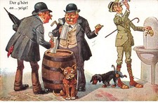 Mikih- 0126 Cane Bassotto Urinare Su Un Uomo Humour + Pubblicità Hb Hofbrauhau