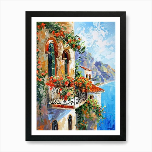 Quadro vista balcone amalfi - quadro,