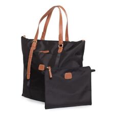 BRIC'S Large Shopping BAG Borsa con Zip Colore Nero Tabacco da Donna 36x33x17cm