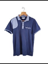 Polo uomo Denim Seventy blu cotone basic taglia grande L bottone regolare 