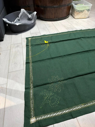 Tovaglia verde ricamata - , da
