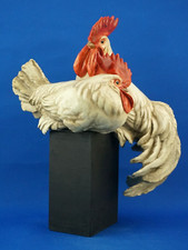 GUIDO CACCIAPUOTI Grande scultura Coppia galli grès ceramica Statuina animali