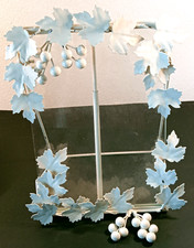 ANTICO PORTAFOTO IN METALLO COLORE BIANCO DA TAVOLO-FLOREALE-VINTAGE-CON 2 VETRI