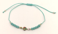 Bracciale regolabile filo e perline cuore - Turchese tiffany Donna - Bambina B14
