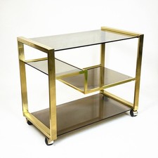 Carrello Bar antico in Ottone portavivande vintage di design vetro anni 70  Rega