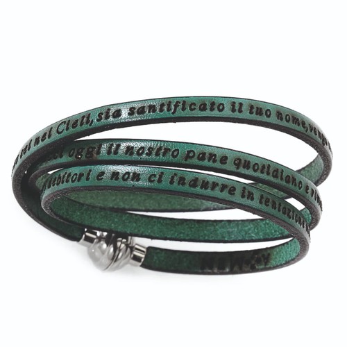 Bracciale unisex pelle verde - unisex,