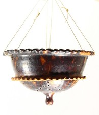 =C.1900 Barrio de la Luz Puebla fioriera da appendere in ceramica vaso Barro Vidriado