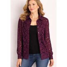 Plum Lace Button Up Blouse