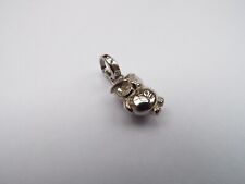 NUOVO raro ciondolo gufo fossile in acciaio inox colore argento