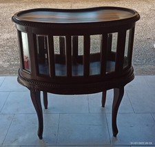 Tavolino Coloniale fagiolo vetrina bar portabottiglie stile Inglese noce