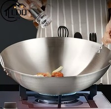 Wok grande in acciaio inossidabile padella da chef 38 CM di alta qualità ☀️?