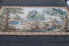 Vintage Fatto a Mano Francese Design Originale Lana Verde Aubusson Arazzo Di