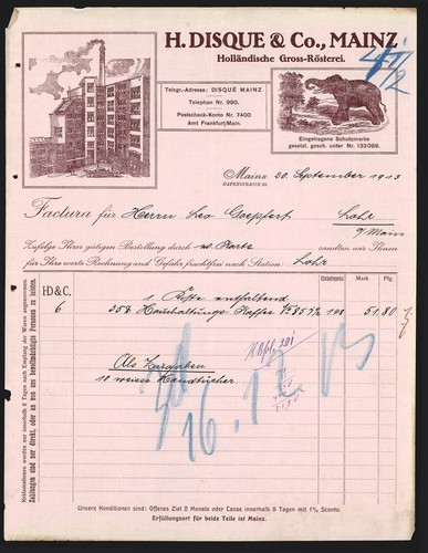 Fattura magonza 1913 - 1913,, h