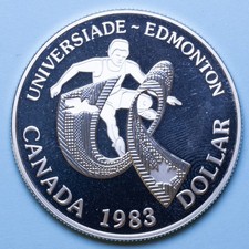 CANADA DOLLARO 1983 EDMONTON UNIVERSITY GAMES PROOF ARGENTO SILVER NUMISMATICA