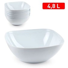 x Set Servizio 12 Pezzi Piatti Ciotola Quadrata Opal Bianca Da 4,8Lt dfh