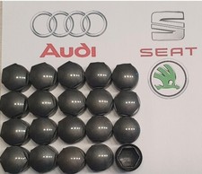 Tappi GRIGIO ORIGINALI AUDI SEAT SKODA COPRIBULLONE RUOTE Chiave 17 KIT N. 20pz