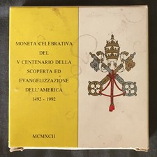 RARA MONETA CITTA' VATICANO 500 LIRE ARGENTO 1992; V CENTENARIO SCOPERTA AMERICA