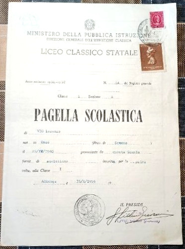 Pagella scolastica 1957 - pagella,