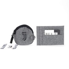 Juventus Kit Portatessere Portamonete Zip Grigio Logo Nero Collezione Travel