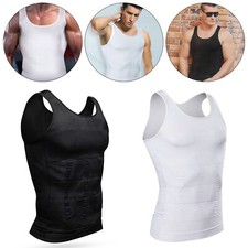 Gilet modellante corpo dimagrante uomo compressione petto controllo muscoli pancia nero bianco