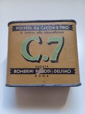 VECCHIA SCATOLA DI LATTA POLVERE DA CACCIA "C.7 BPD" PRIMO TIPO DA GRAMMI 250
