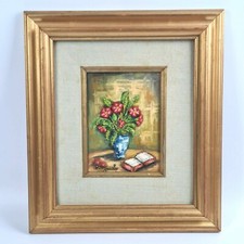 BAGNOLI BIANCA (Livorno 1919 - 1998) QUADRO DIPINTO VASO DI FIORI Pittura ad Ago