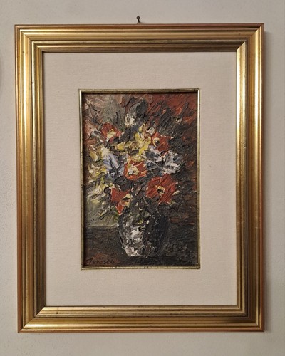 Quadro vaso fiori materico su - materico,