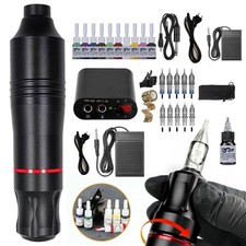 Set macchina per tatuaggi professionale, rotary wireless tattoo pen gun kit, set macchina per tatuaggi